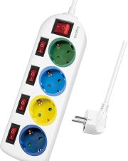 LOGILINK LPS257 SOCKET OUTLET 4-WAY WITH 5 SWITCHES 1.5M MULTICOLOR