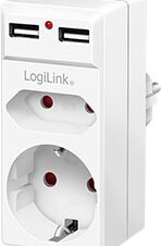 LOGILINK PA0276 SOCKET ADAPTER 1X CEE 7/3 + 2X USB-A