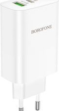 BOROFONE BN10 WALL CHARGER 65W 5A 1X USB-A + 1X TYPE-C WHITE